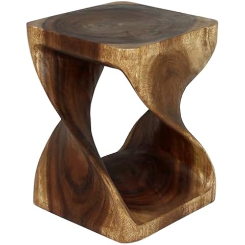 Haussmann® Wood Twist End Table 15 x 15 x 20 inch High Walnut Oil Cover