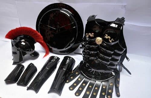 Medieval Muscle Body Armor Jacket Set With 300 Spartan Helmet Red Plume Armor Halloween Costume