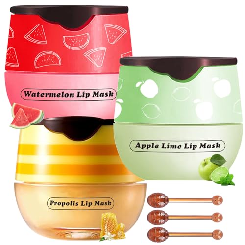 3PCS Bee Lip Balm Lip Mask Honey Pot, Reduce Lip Lines, Prevention Dry