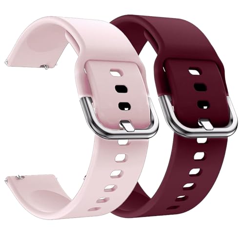 Image of PEFKO PSS56 19MM Replacement Soft Silicone [ Tang Buckle ] / Milanese [ Magnetic ] Sporty Straps /Bands Compatible for Boat Storm Smart Watch & Watches with 19mm Lugs Size (19MM, PINK /MAROON)