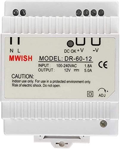 TMEZON DR-60-12 Transformator Netzteil Elektrisch DIN 100-240VAC / 1.8A 12V / 5.0A Netzteil Professioneller Gebrauch