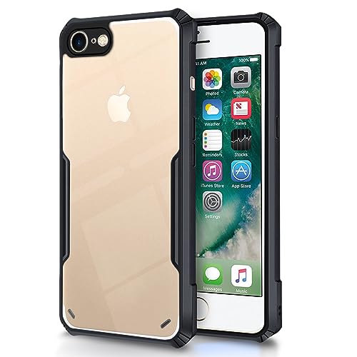 Image of Outlouders Back Cover for iPhone 7 /8| Ultra Hybrid Transparent | Full Camera Protection | Raised Edge | Crystal Clear Bumper Case(Black)