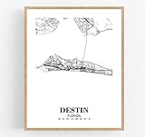 Eleville 24X36 Unframed Destin Florida City View Abstract Road Modern Map Art Print Poster Wall Office Home Decor Minimalist Line Art Hometown Housewarming wgn309