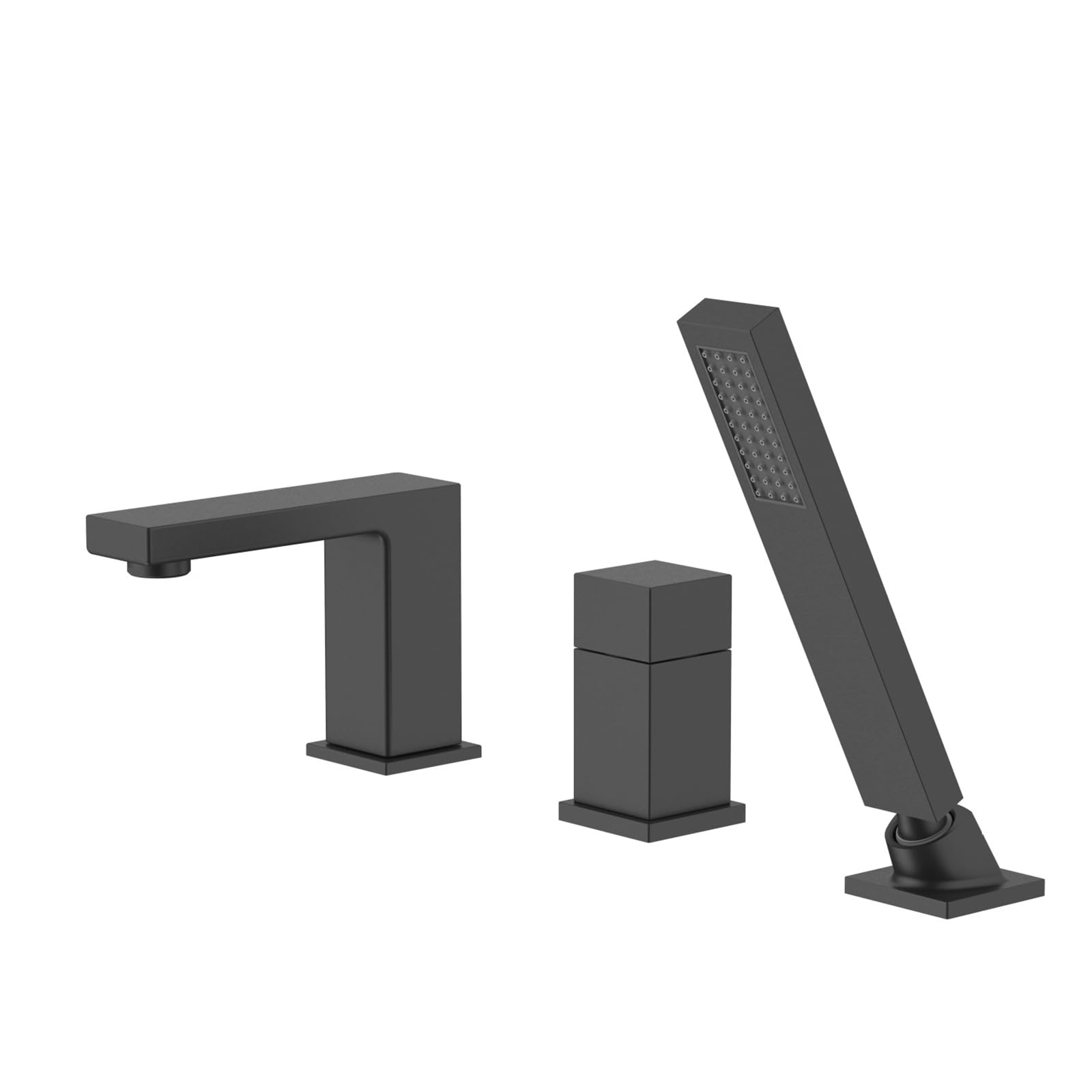 NZPOST Bath Shower Mixer Tap Black Deck Tap 3 Hole Tub Single Lever Shower Head and Hose Set for Bath Taps
