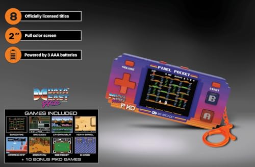 Image of My Arcade Data East Pixel Pocket Pro: Data East Licensed Video Game, 18 Retro Games, Portable Keychain Arcade