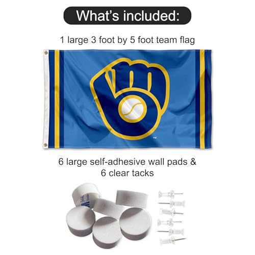 Milwaukee Brewers Retro Glove Banner and Tapestry Wall Tack Pads by WinCraft - Image 2