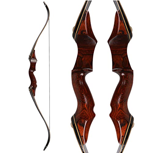 Black Hunter Takedown Recurve Bow for Beginner Hunting Shooting Practice 40 50 55 60lb for Adults Practice Competition Longbow, Right Hand Red Straight Bow (50)