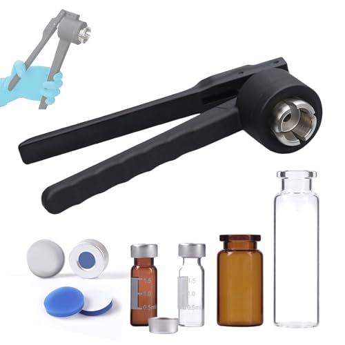 Miyerva Manual Vial Crimper 13mm Adjustable Flip Vial Crimper Stainless Steel Bottle Capper Handheld Vial Crimper with Non-Slip Handle for Aluminum-Plastic (AluminumPlastic 13mm)