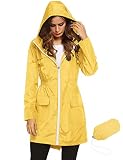 LOMON Women Waterproof Lightweight Rain Jacket Active Outdoor Hooded Raincoat (M, yellow)