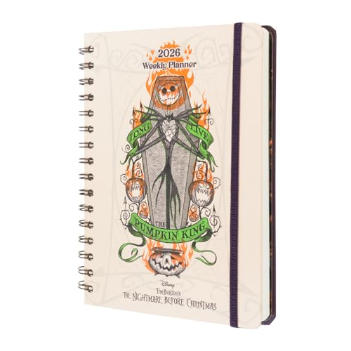 Grupo Erik 2026 Diary A5 Week To View - Disney The Nightmare Before Christmas Gifts | A5 Weekly Planner 2026 With Diary Stickers, Pocket, Bookmarks, January 2026 - December 2026 | Disney Gifts
