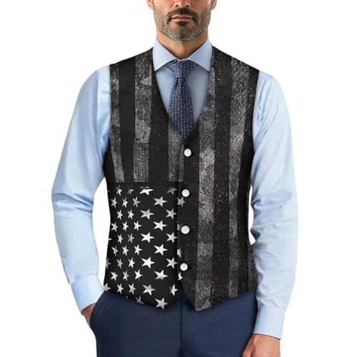Men's Suit Vest Slim Fit Herringbone Waistcoat Buttons Formal Suit Vests, Size S-4XL