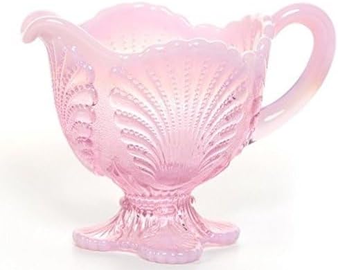 Creamer - Beaded Shell Pattern - American Made - Mosser Glass USA (Pink Opalescent)