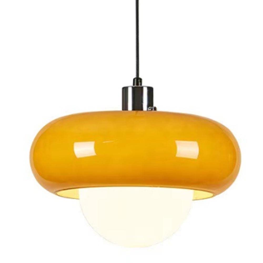 Lampe de chevet suspendue en forme de tarte aux œufs avec verre orange décoratif