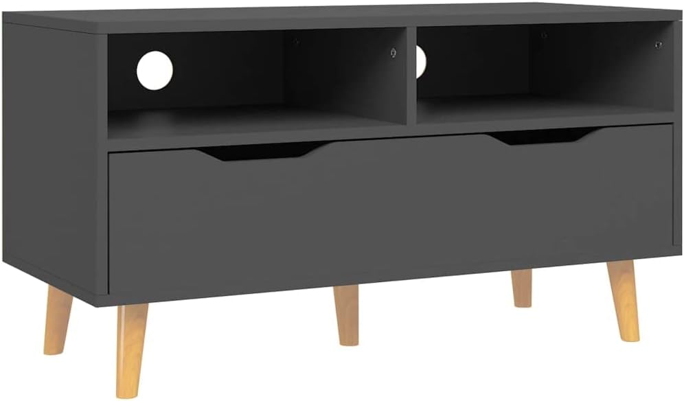 vidaXL Engineered Wood TV Stand - Gray Scandinavian Style - Robust Cabinet with Ample Storage - Easy Assembly and Maintenance
