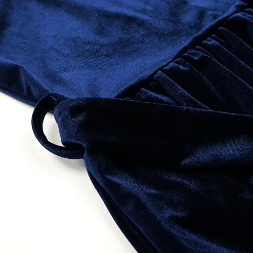 Women's Elegant Velvet Belted Pleated Long Sleeve Cocktail Party Formal Wedding Guest A-Line Maxi Long Dress4