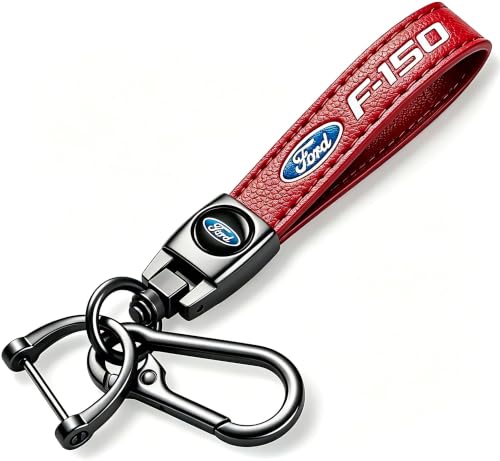 Image of Leather car Keychain 05 Set for Men and Women Family Present Keychain Key Ring Lanyard (red)