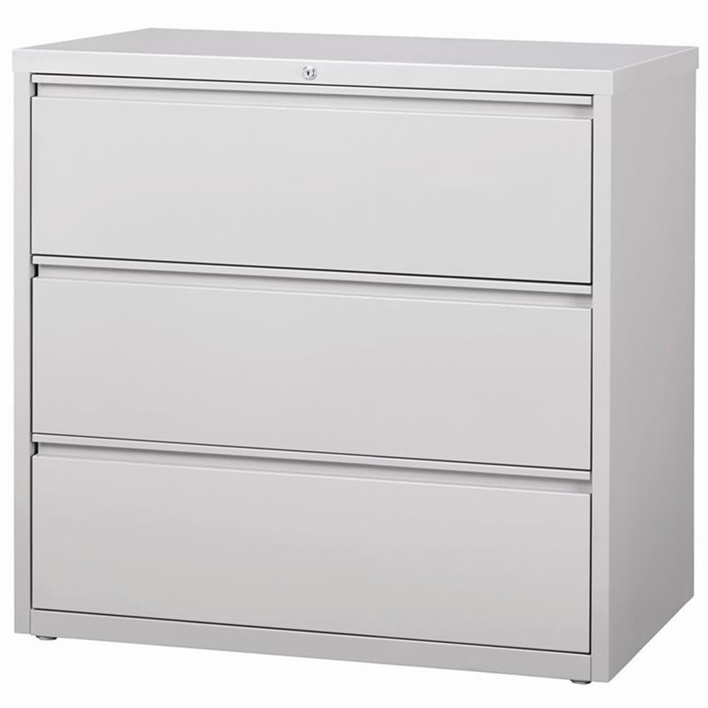 Hirsh 42-in Wide HL8000 Series Metal 3 Drawer Lateral File Cabinet Light Gray