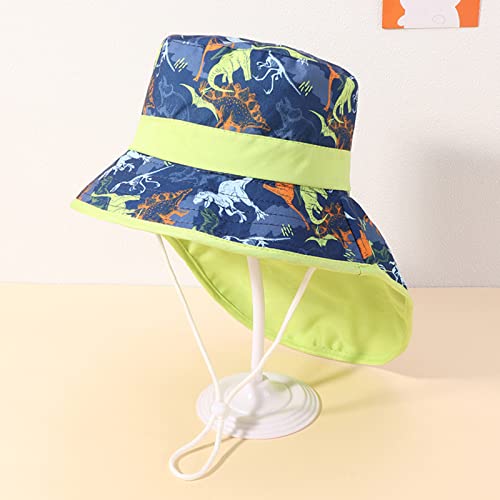 Kids Boys Girls Neck Flap Hat Adjustable Chin Strap Sun Protection Sunhat Wide Brim Cartoon Fruit Printed Cap (E, One Size) #TOP1