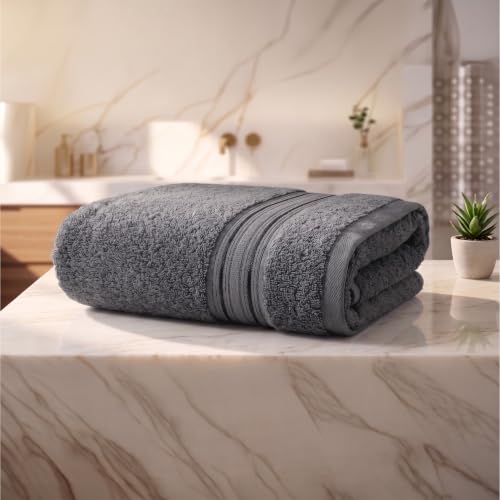 Image of LANE LINEN Luxury Bath Towels Set - 1 Piece, 100% Cotton Bathroom Towels, Zero Twist, Quick Dry Absorbent Bath Towel, Super Soft Gym Towel - Charcoal