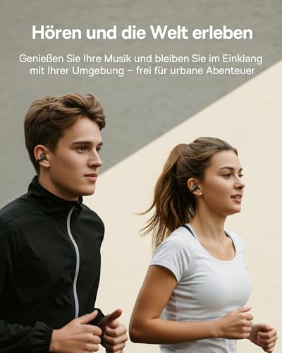Baseus Bowie MC1 Open Ear Kopfhörer, Ohrclip mit Beeindruckender Klang, Adaptiver Bassverstärkung, Bluetooth 5,4, Geräuschunterdrückung bei Anrufen, IP57, 40H Akk, 5,2g Buds - Interstellar Schwarz