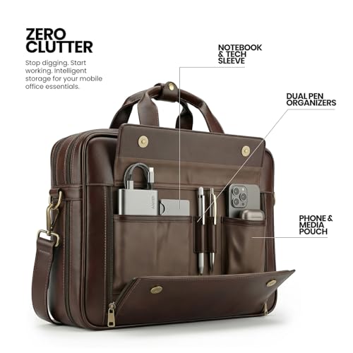 Image of FATMUG Executive Office Bag - 15.6 Inch Messenger Laptop Bag for Men - Vegan Leather