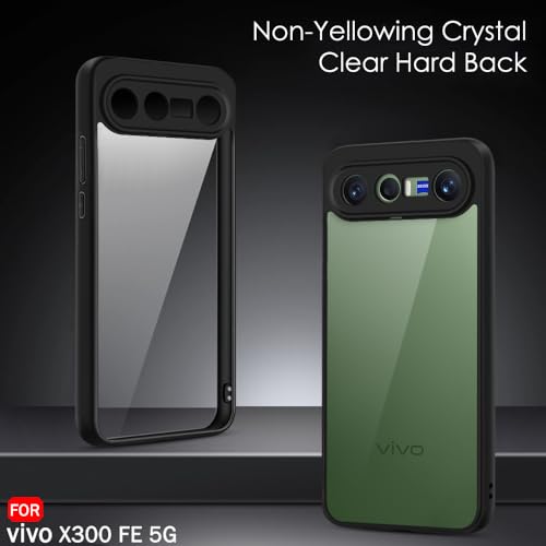 Image of TheGiftKart Hybrid Shockproof Back Cover Case for Vivo X300 FE 5G | Camera Protection Module | Hard Back Cover Case for Vivo X300 FE 5G (PC & TPU, Transparent Clear Back, Black Sides)