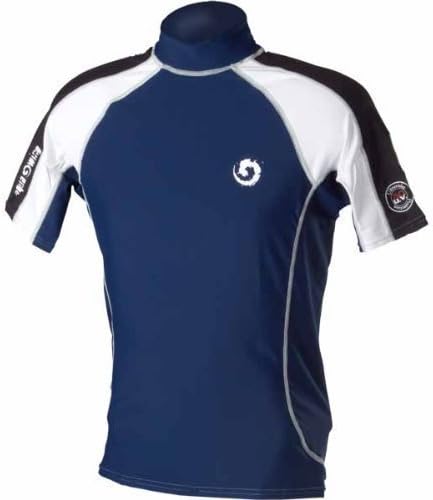 New Men's Anti-UV Short Sleeve Rash Guard (Small) for Scuba Diving, Snorkeling, Swimming & Surfing - Navy Blue