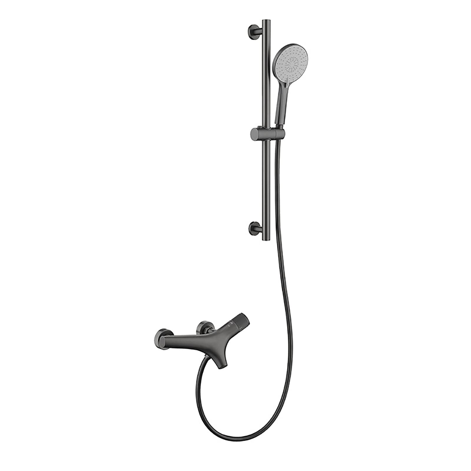 Vasca da Bagno Rubinetto Grigio Vasca da Parete a Parete 2 Fori Tocco di riempimento per Colpa per Vasca per Vasca Tocco con 3 modalità Doccia Portatile, Barra di diapositiva della Doccia Regolabile