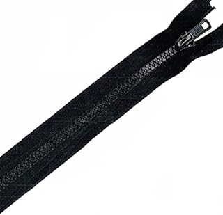 Plush Addict Heavy Duty Chunky Plastic Open-Ended Zip Fasteners for Sewing, Crafts, Clothing and Accessories - Black - 20" (51cm)