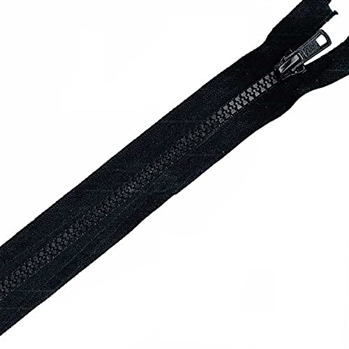 Plush Addict Heavy Duty Chunky Plastic Open-Ended Zip Fasteners for Sewing, Crafts, Clothing and Accessories - Black - 26" (66cm)