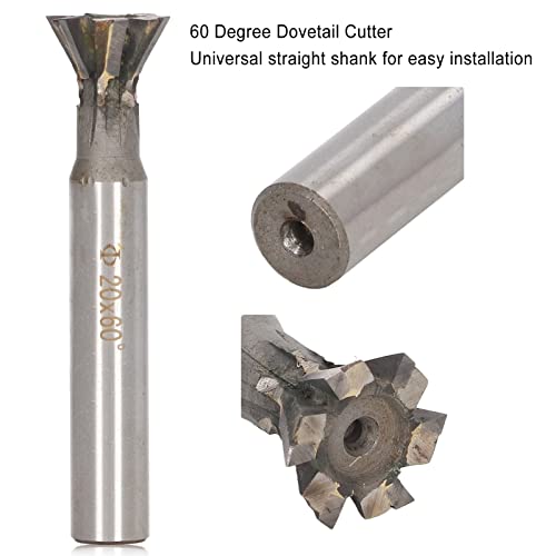 Walfront WALFRONTECG1RW68XP97 Carbide Dovetail Cutter 60 Degree 6 Flutes Slotting Milling Cutter Cutting Tool Metalworking End Mill Straight Shank Diameter 20Mm/ 0.8In thumb #1