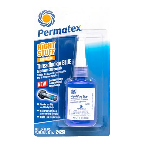 Image of Permatex The Right Stuff Rapid Cure Blue Threadlocker 24251, Works on Oily & Dirty Fasteners, Automotive, Industrial & Hardware Use, Sets in 15m Cures in 4h, 10 ml