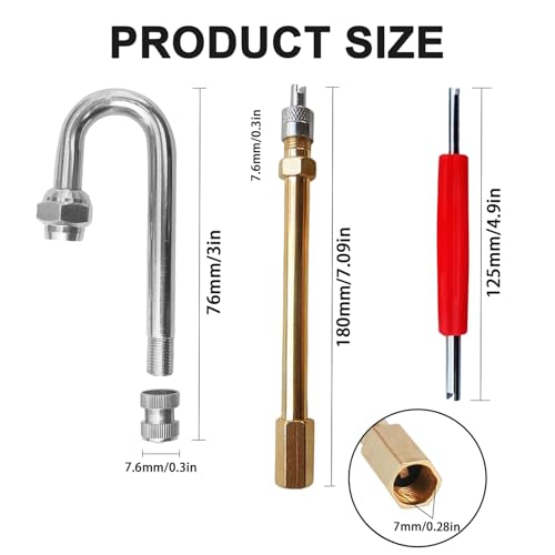 Image of 5 Pack Heavy Duty Metal Dually Valve Stem Extenders for RV & Truck Tires | Solid brass leak-proof valve extenders with hex nut for fast, effortless inflation on RV, dually truck & trailer tires
