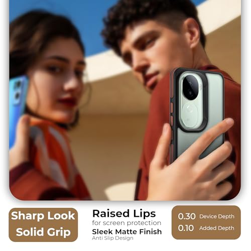 Image of A rtistque Frosted Ultra Matte Back Cover Case for Vivo V40e 5G / iQOO Z9s 5G |Smooth Sides with Grip |Raised Camera Edges- Brown - Polycarbonate;Thermoplastic Polyurethane