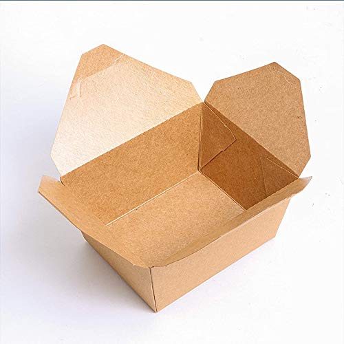 Scatola di Pasta Box Alimenti da Portare con Coperchio Pieghevole 500ml A prova di perdite I Box di Carta Rettangolare I Cartone Kraft Marrone Box Compostabile I Scatole Usa e Getta 200