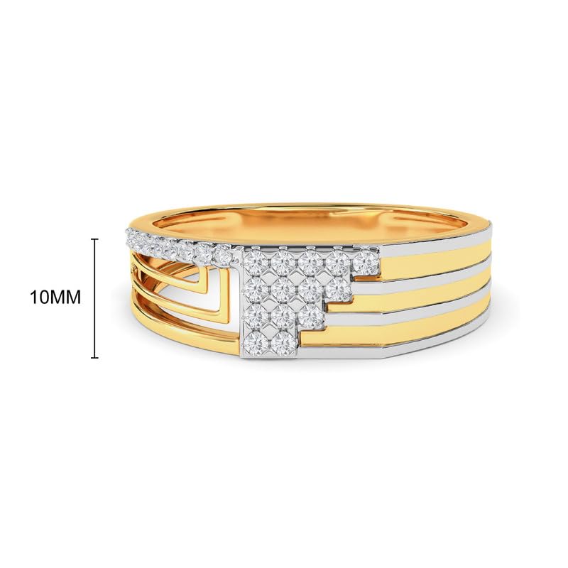 Image of KISNA 14k / 18k Real Gold & Diamond Ring | Diwali, Rakhi Rakshabandhan Gift for Brother, Husband | With Certificate of Authenticity & BIS-Hallmarked Gold Jewellery | Benjamin Ring For Him