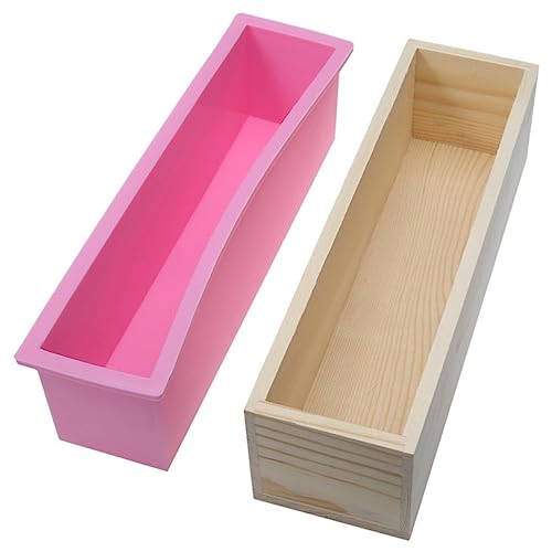 DIYEAH Silikonform Für Seife Laibform Kuchenform Rechteckige Seifenform Diy-seifenwerkzeuge Aus Holz Hitzebeständig Bis Antihaftbeschichtet Leicht Zu Entformen Reinigen Für Seife Kuchen b