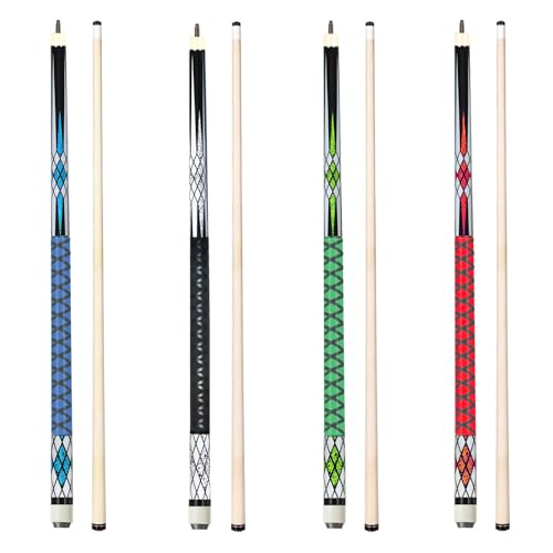 Joovon New Pool Stick Set of 4 with 13mm Cue Tip 58" Pool Cue with Rubber Anti-Skid Sleeve