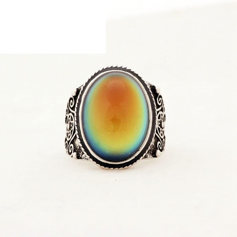 LOKILOKI 2 Uds Anillos De Estado De Ánimo Que Cambian De Color Chapados En Plata Antigua Que Cambian La Temperatura del Color Conjunto De Anillos De Sensación De Emoción para Mujeres/Hombres