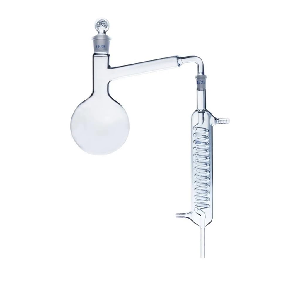 Cristalería de Laboratorio Matraz de fondo redondo de vidrio de borosilicato de 250 ml, 500 ml y 1000 ml con condensador de vidrio.(500ml)