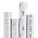 RUSPEPA Christmas Gift Wrapping Paper - White Paper with Sliver Shiny Pattern Xmas Designs Perfect for Christmas - 4 Roll-30Inch x 10Feet Per Roll