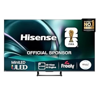 Hisense 55" 55U7QTUK MiniLED QLED 144Hz Smart AI TV - Hi-View AI Engine, 144Hz Game Mode PRO, 2.1 Channel, Dolby Atmos, Quantum Dot Colour, Anti-Reflection with Freely, Disney +, YouTube, Netflix