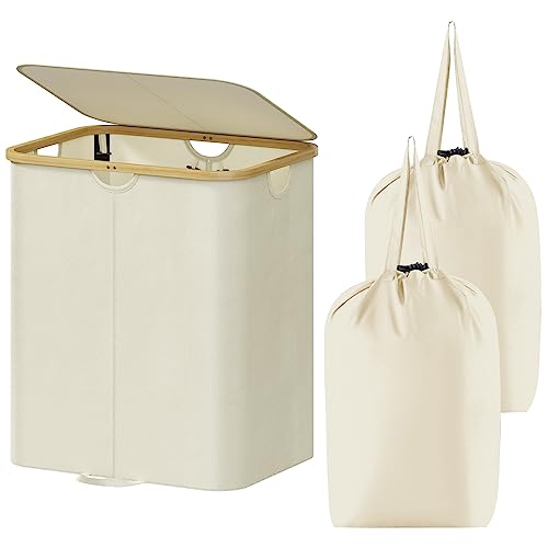 Lifewit 120L Double Laundry Hamper with Lid, Large Dual Laundry