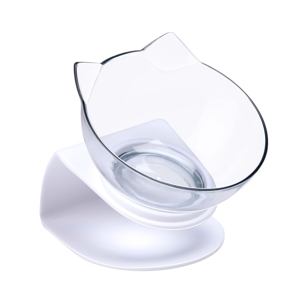 maxxpro Cat Feeding Bowl Raised Non-Slip Feet Cat Accessories Cat Bowl 350 ml 13.5 x 12.5 x 14.5 cm White
