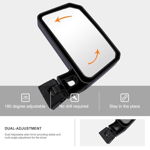 Image of Kiwi Master Large Side Mirrors for 2016-2026 Can-Am Defender /HD11 | Accessories, (Not Soft Doors / Soft Cab Enclosures), OEM Replacement 715008100, Adjustable Folding Rear View Mirror, Pair