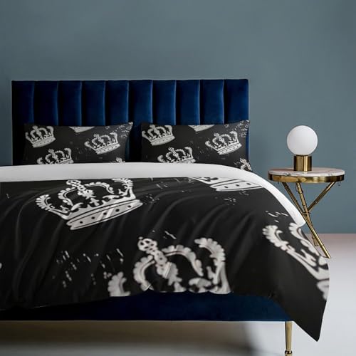 Juego de cama de 200x200 con corona negra para dormitorios modernos 8