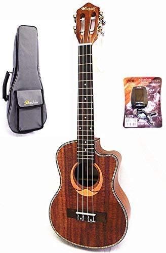 WOODNOTE/Pro. Cutaway Designed 26" Top Solid Acacia Tenor Ukulele & Padding Bag & Maple Tuner