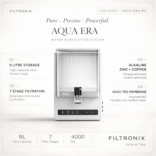Image of Aqua Era RO Water Purifier for Home| High Capacity 9Liter Tank| 7 Stage Advanced Filtration| RO+PP+Sed+Carbon+Alk+Zinc+Copper| 4000 TDS | Best RO for Home, Office & Family (PEARL WHITE)