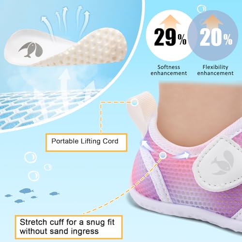 Image of FEETCITY Toddler Water Shoes Boys Girls Swim Shoes Quick Dry Kids Aqua Socks Barefoot for Beach Swimming Pool