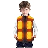 Battnot Heizweste Jungen Mädchen Kinder Beheizbare Weste Jacke Steppweste mit 13 Heizzonen, 3 Einstellbare Temperatur USB Elektrische Heizweste Schnelles Aufheizen Wärmeweste für Outdoor Wandern